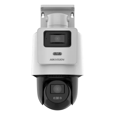 Cámara PTZ TandemVu IP / Dual Sensor 4 MP + 4 MP / Lentes 2.8 mm + 8 mm / Dual Light IR + Blanca 30 m (98.4 ft) / PoE 802.3at / IP66 — vista 2