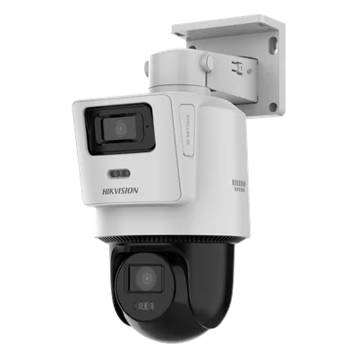 Cámara PTZ TandemVu IP / Dual Sensor 4 MP + 4 MP / Lentes 2.8 mm + 8 mm / Dual Light IR + Blanca 30 m (98.4 ft) / PoE 802.3at / IP66