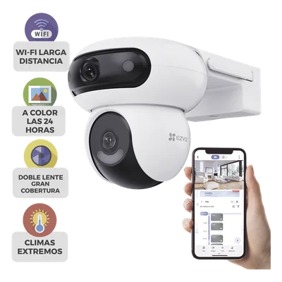 Cámara PT IP / Dual Lente 4MP+4MP / Rotación 360° / Visión Nocturna Color 40 m (131.2 ft) / Audio Bidireccional / IP65 — vista 1