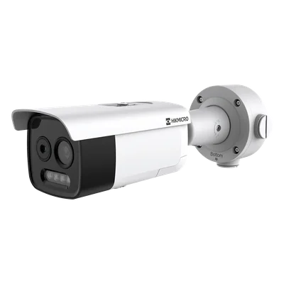 Cámara Bala IP Bi-Espectral / Térmica 256×192 / Óptica 5 MP / IA GUANLAN / Rango -20°C a 650°C / Precisión ±2°C / Detección de Fuego y Humo / Alarma Visual y Audible / Dual Light
