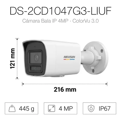 Cámara Bala IP / 4 Megapixel / Dual Light 30 m (98.4 ft) / ColorVu 3.0 / WDR 120 dB / IP67 / PoE — vista 2