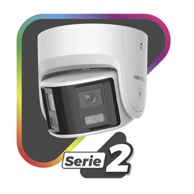 Cámara Turret IP / 4 Megapixel / Dual Lente 2.8 mm / Panorámica 180° / IR 30 m (98.4 ft) / IP67 / Audio Bidireccional / AcuSense / WDR 120 dB — vista 3