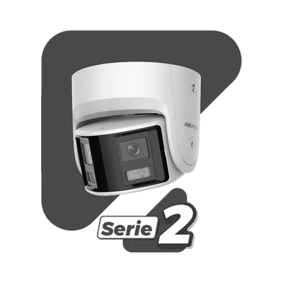 Cámara Turret IP / 4 Megapixel / Dual Lente 2.8 mm / Panorámica 180° / IR 30 m (98.4 ft) / IP67 / Audio Bidireccional / AcuSense / WDR 120 dB — vista 2