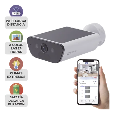 Cámara IP de Batería con Panel Solar / 4K Ultra HD / Wi-Fi 6 / Visión Nocturna Color 15 m (49.2 ft) / Detección Humana y Vehículos / IP65 / Audio Bidireccional — vista 1