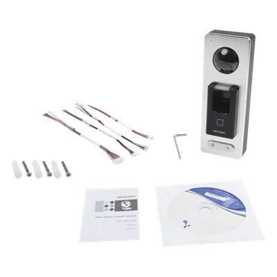 2 EN 1 / Lector Biométrico IP65 con Función de Videoportero y lector QR Incluida/ Llamada a APP de Smartphone Hik-Connect P2P (No requiere monitor) / Soporta Tarjetas - Huellas - Códigos QR / Cámara 2 MP Compatible con DVRs y — vista 3