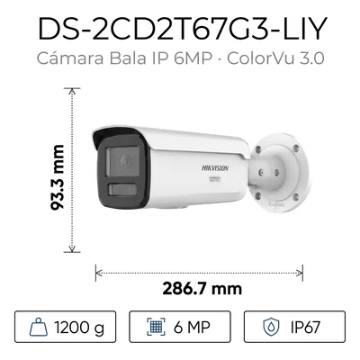 Bala IP / 6 Megapixel / Lente 4 mm / 60 m (197 ft) IR + Luz Blanca / Exterior IP67 / WDR 130 dB / AcuSense 3.0 / Metal / NEMA 4X / AcuSeek — vista 2