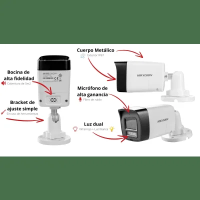 Cámara Bala TURBOHD / 4K 8 Megapixel / Lente 2.8 mm / Ángulo 113° / Dual Light IR 30 m (98.4 ft) + Luz Blanca 20 m (65.6 ft) / Audio Bidireccional / IP67 / dWDR — vista 4