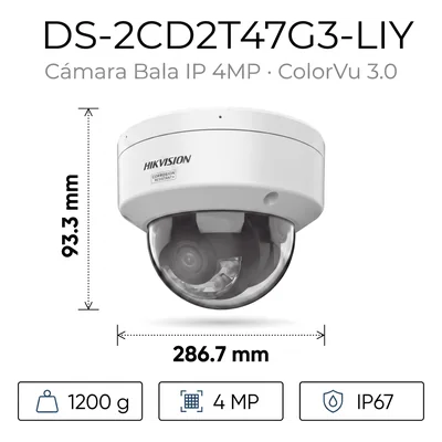 Bala IP 4 Megapixel / Lente 4 mm / 60 mts IR + Luz Blanca / Exterior IP67 / WDR 130 dB / ACUSENSE 3.0 / Metal / NEMA 4X / ACUSEEK — vista 2