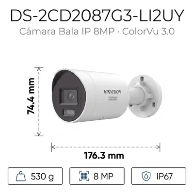 Bala IP / 8 Megapixel / Lente 2.8 mm / 40 m IR + Luz Blanca / 131 pies / IP67 NEMA 4X / WDR 130 dB / Dual Micrófono / AcuSense 3.0 — vista 2