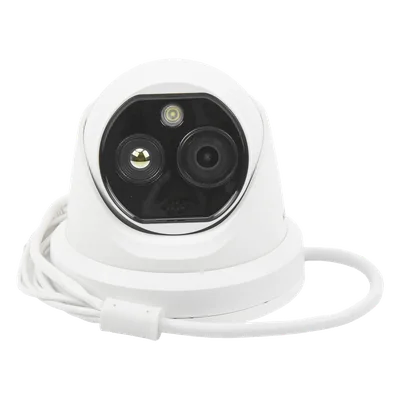 Turret IP Dual / Térmica 1.8 mm (160 x 120) / Óptico 2 mm (4 Megapixel) / Detección de Personas 53 mts / 15 mts IR / Exterior IP67 / PoE / Termométrica / Detección de Temperatura / Sirena y Luz / Micro SD 32 GB Incluida — vista 2