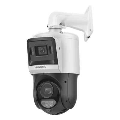 Domo PTZ IP TandemVu / 4 Megapixel + 4 Megapixel / Zoom Óptico 15X / IR 100 m (328.1 ft) + Luz Blanca 30 m (98.4 ft) / Audio Bidireccional / IP67 / PoE+
