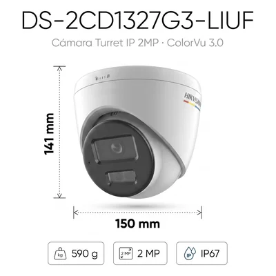 Cámara Turret IP / 2 Megapixel / ColorVu 3.0 / Dual Light 30 m (98.4 ft) / Lente 2.8 mm / AcuSense Lite / IP67 / PoE — vista 2