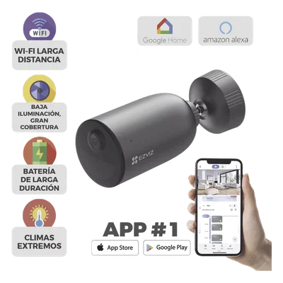 Cámara Bala IP / 2K 3 Megapixel / Batería Recargable 7800 mAh / Visión Nocturna Color 15 m (49.2 ft) / Wi-Fi 2.4 GHz / IP66