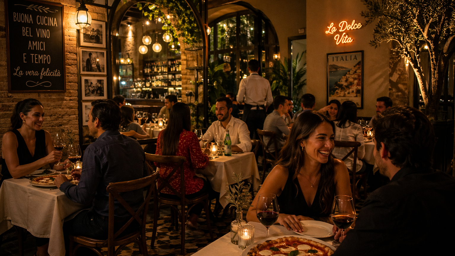 Cena en un restaurante italinao