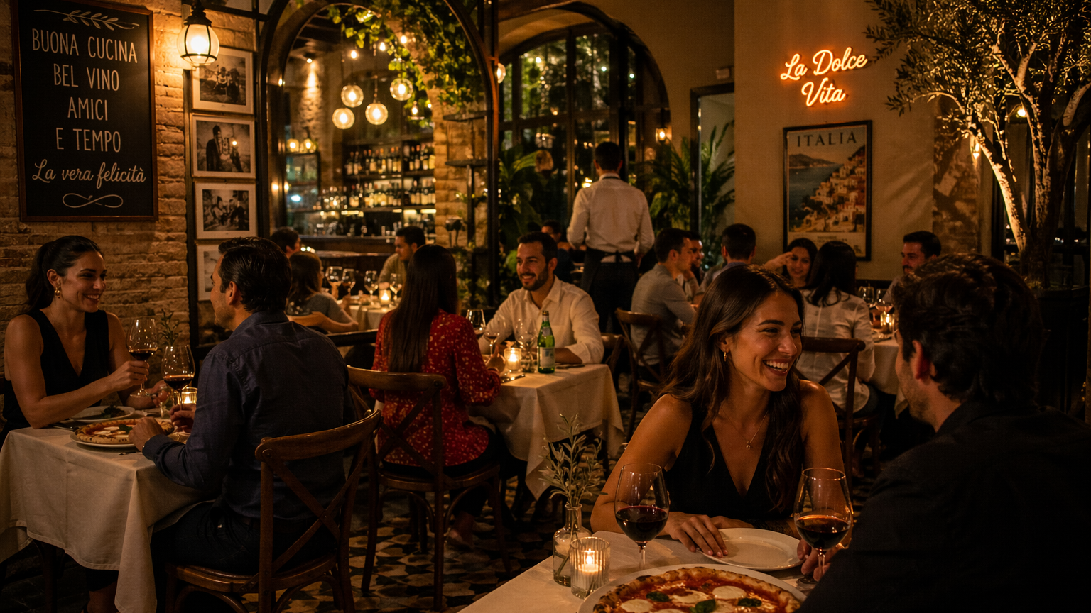 Cena en un restaurante italinao