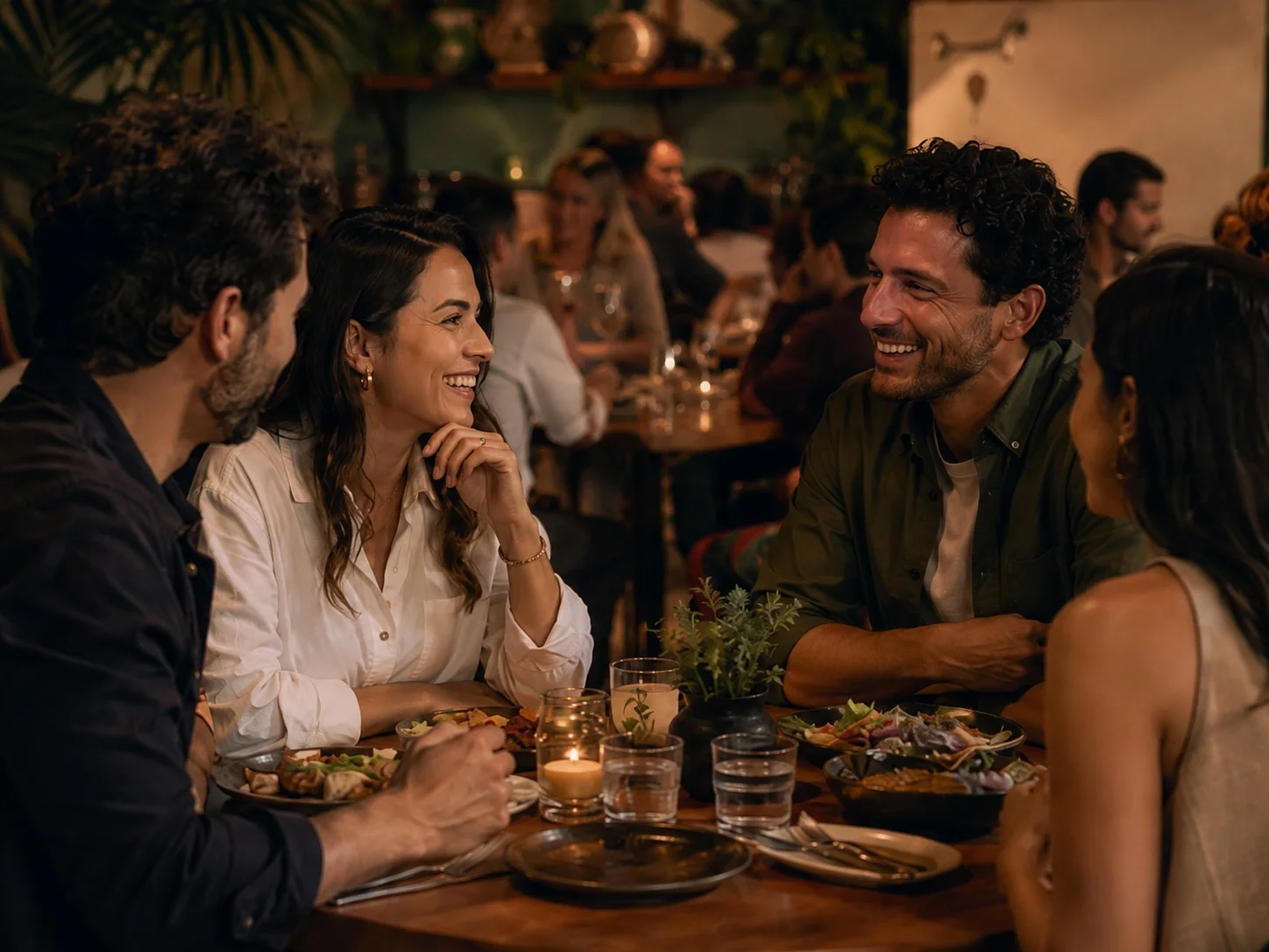 Mesa de clientes habituales pasando un buen momento