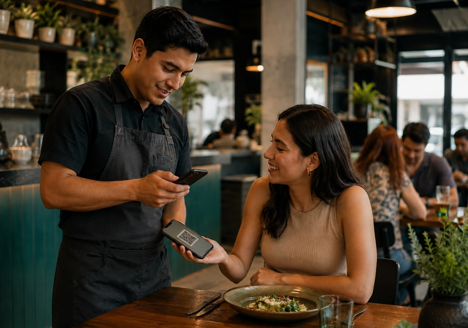 Equipo de restaurante registrando una visita con Fudi