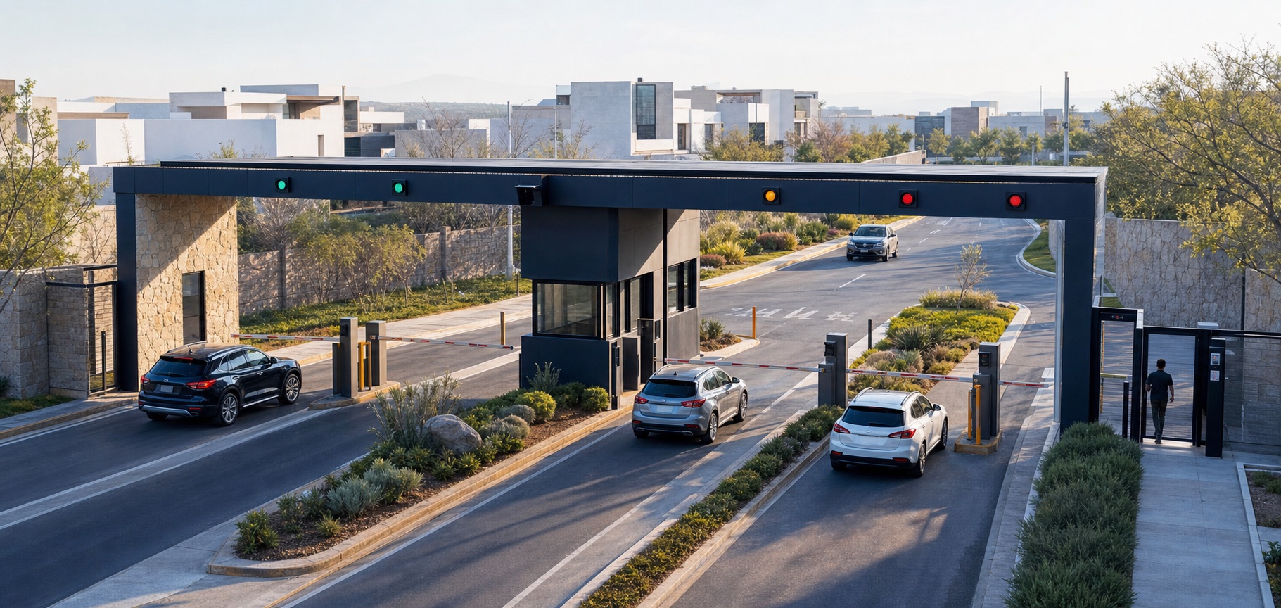 Carriles configurables para el acceso de un fraccionamiento