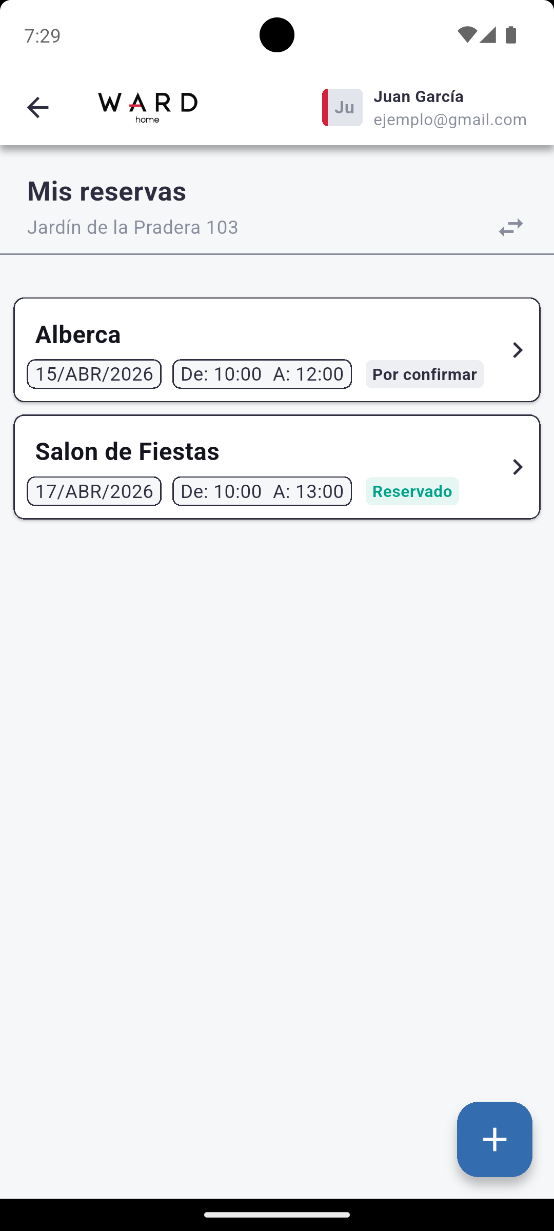 Reserva áreas comunes