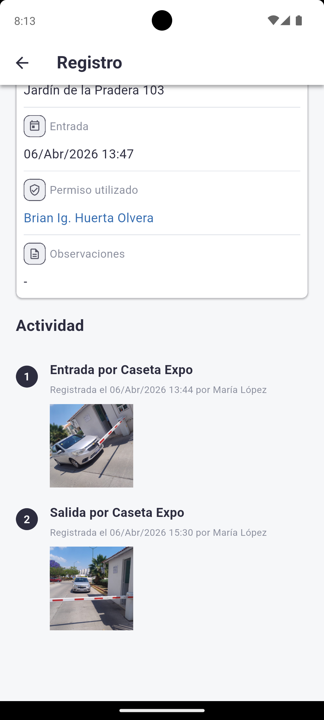 Registro de visita